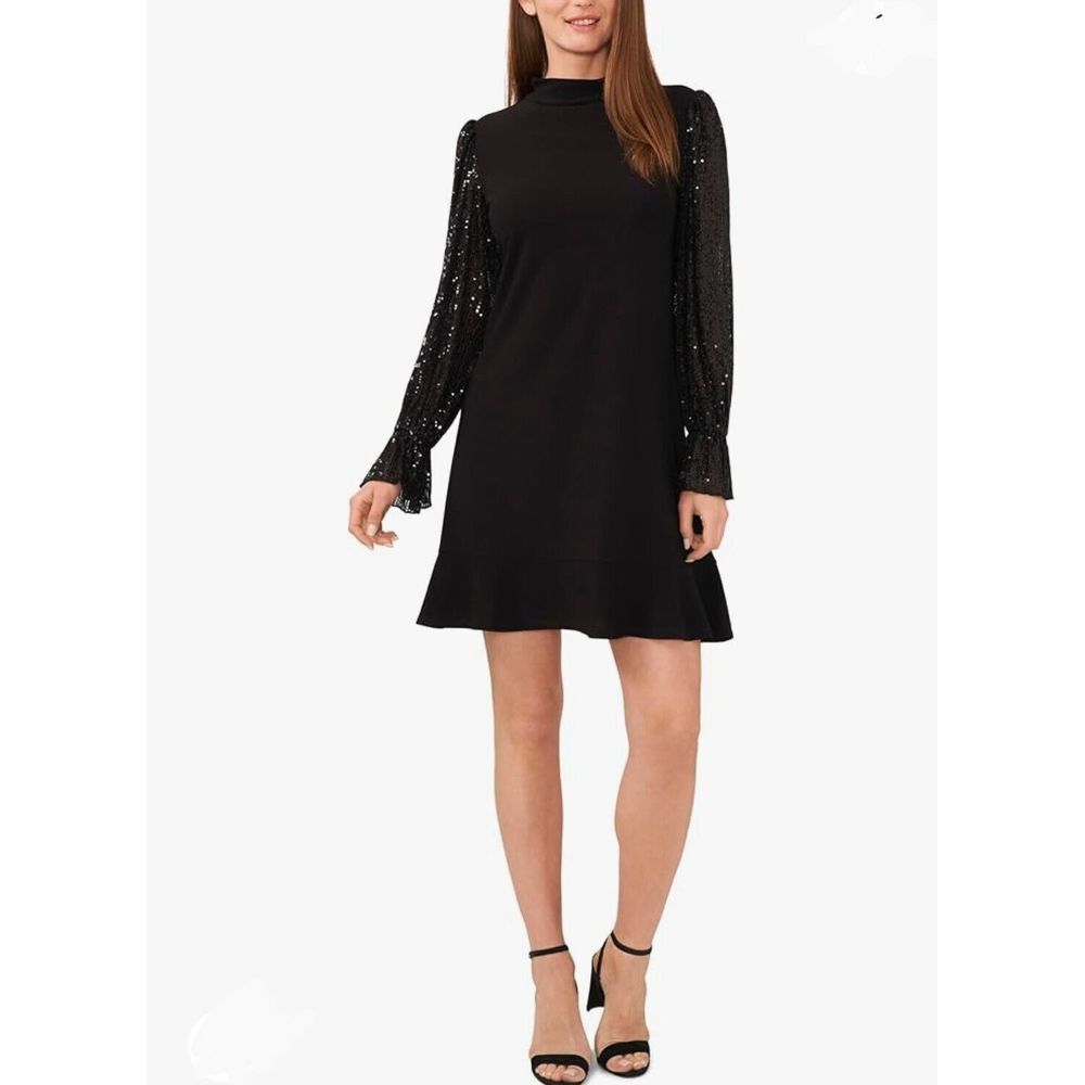 CeCe Women's Sequin Long-sleeve With Smocked Cuffs Dress Size Medium Nwt - Picture 1 of 10